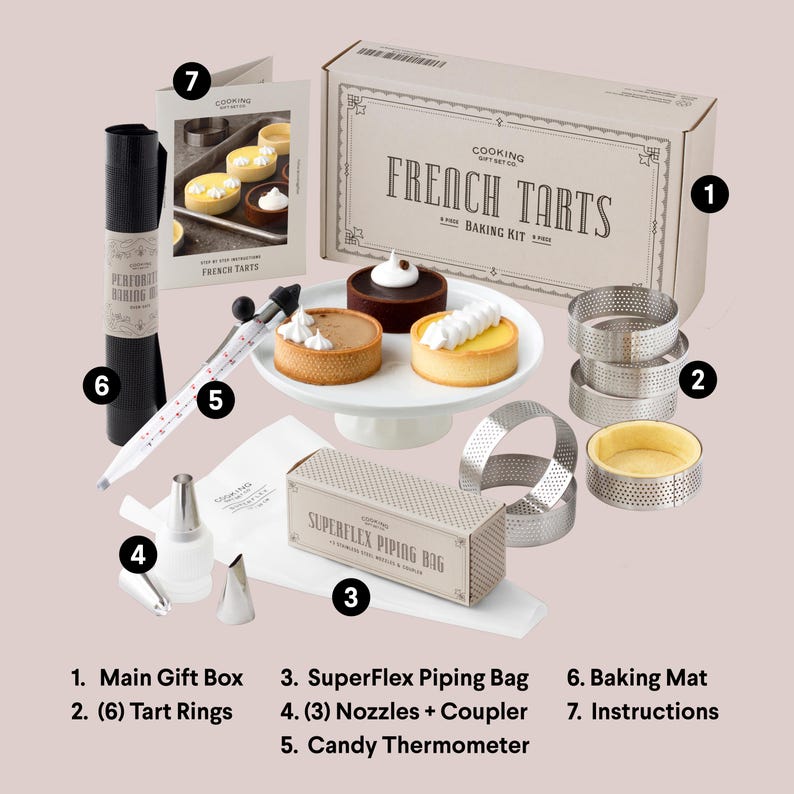 French Tart Baking Kit Unique Gift for Cooks Easy to Use Pastry Box Cake Funnel Perfect for Bakers Girlfriend High Quality Specialty Gadget